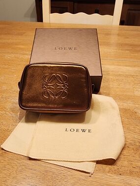 Loewe Bronze Anagram Leather Cosmetic Pouch